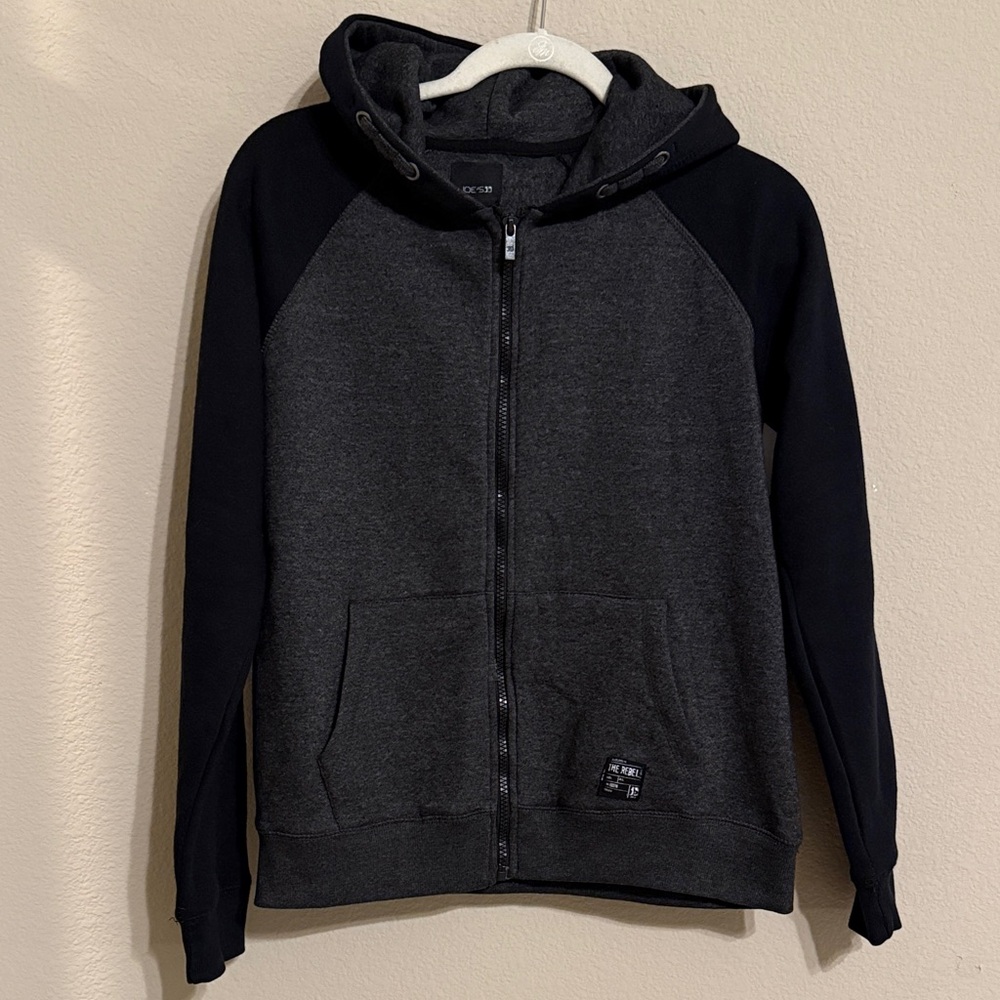Joe's Jeans The Rebel Charcoal and Black Full Zip Hoodie. Size L (14-16)
